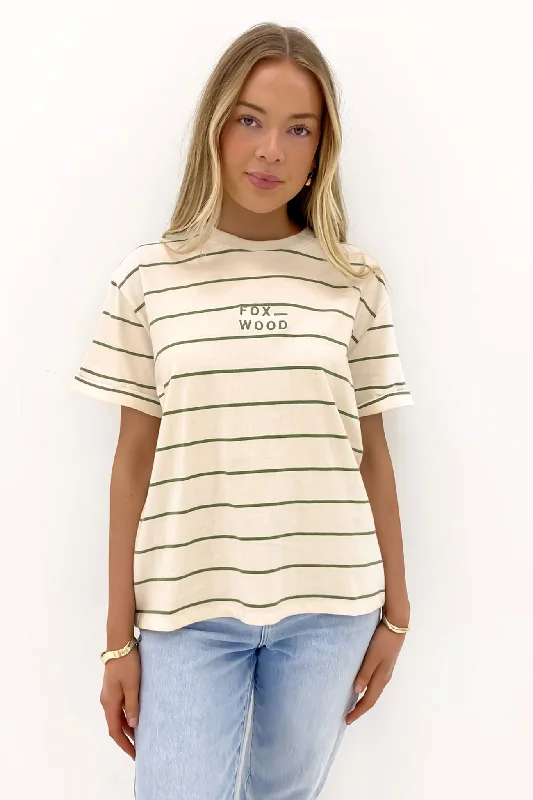 Huntleigh Stripe Tee Fern White Stripe