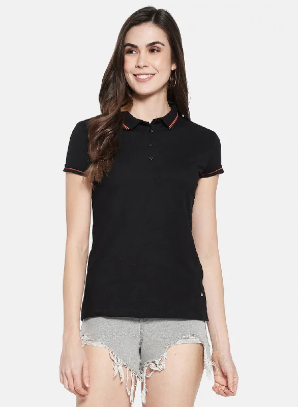 Womens Black Plain T-Shirt