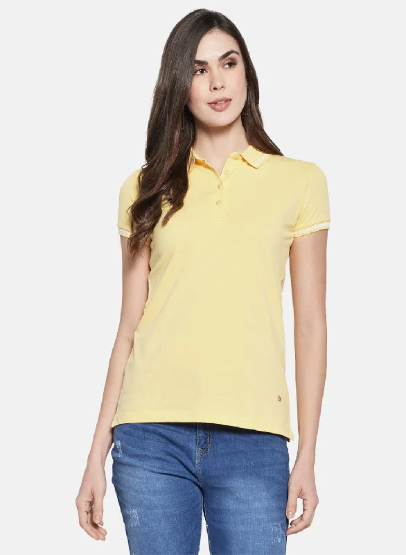 Womens Yellow Plain T-Shirt