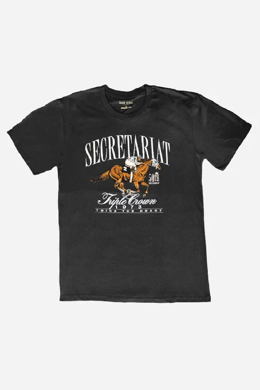 Secretariat Perfect Script Short Sleeve Tee in Dark Coal