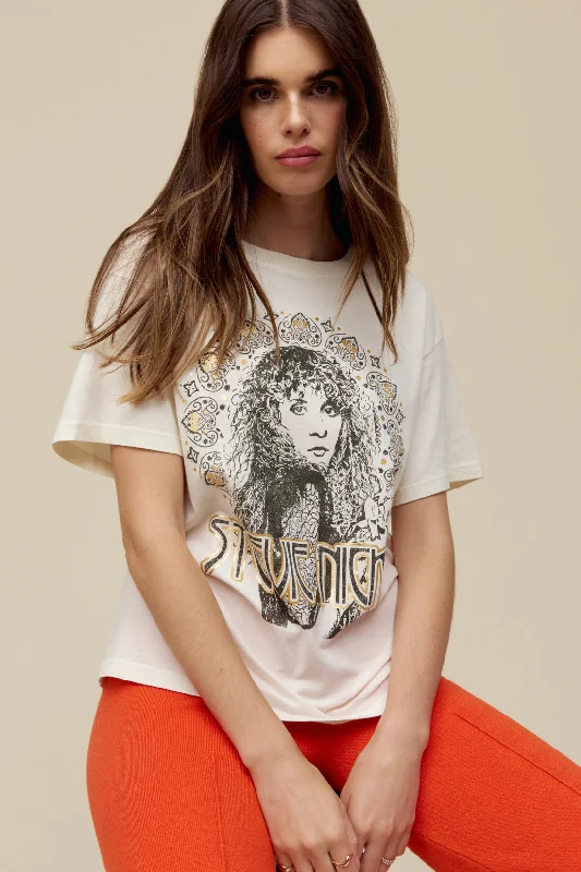 Daydreamer LA Stevie Nicks Metallic Boyfriend Tee in Stone