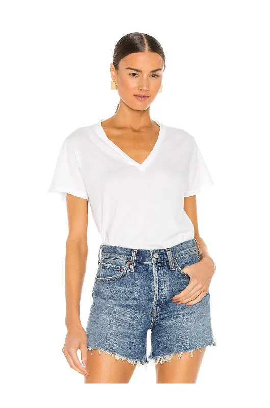 AGOLDE Thea V-Neck Easy T-Shirt In White