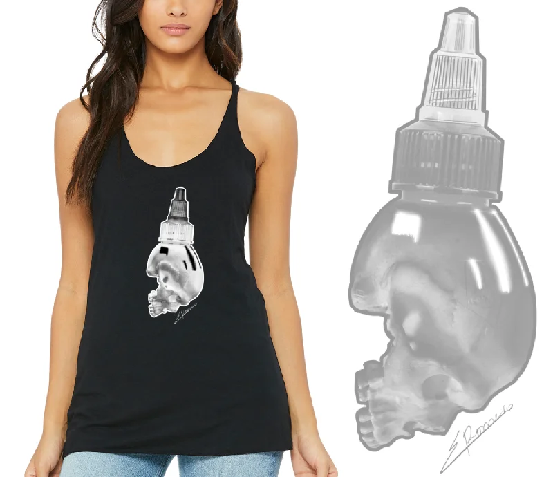 Art Society SKULL INK BOTTLE WOMENS TANK TOP BLACK