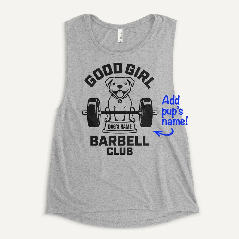 Good Girl Barbell Club Personalized Women’s Muscle Tank — Pit Bull