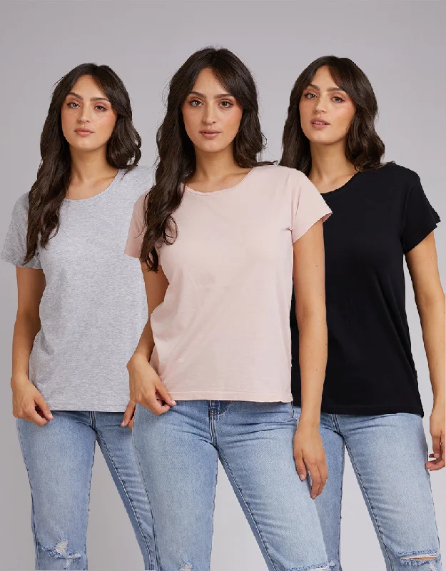 Polly Tee 3 Pack Black, Pink & Grey