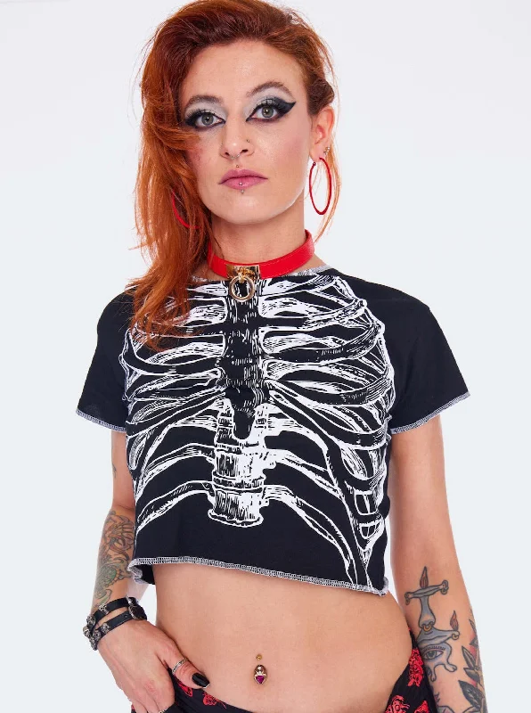 Ribs Cropped T-Shirt in Black & White by Jawbreaker