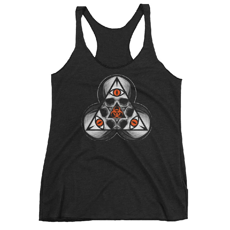 SINISTER SKULLS - Biohazard TriSkull Women's Racerback Tank