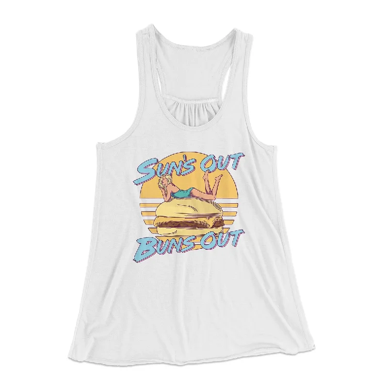 Sun's Out Buns Out Funny Women's Flowey Tank Top