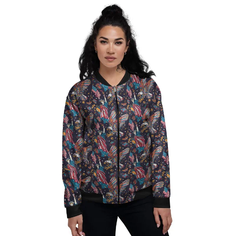 American Independence Day Print Pattern Women's Bomber Jacket