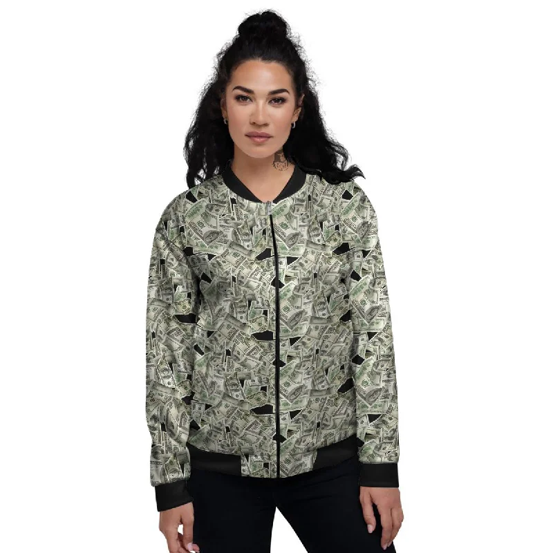 American Money US Dollars Print Pattern Women's Bomber Jacket