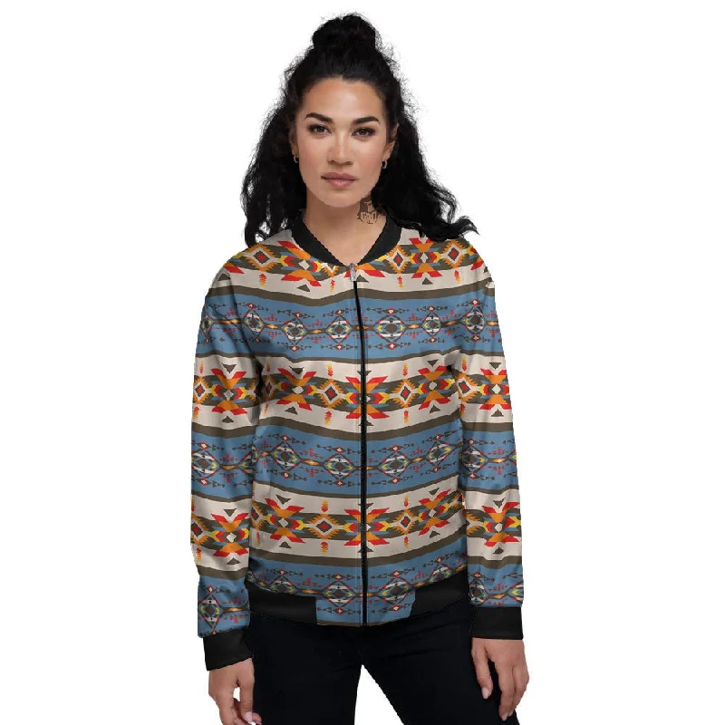 American Native Tribal Navajo Print Women's Bomber Jacket