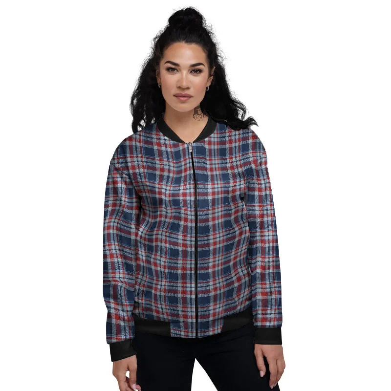 American Plaid Print Pattern Women's Bomber Jacket