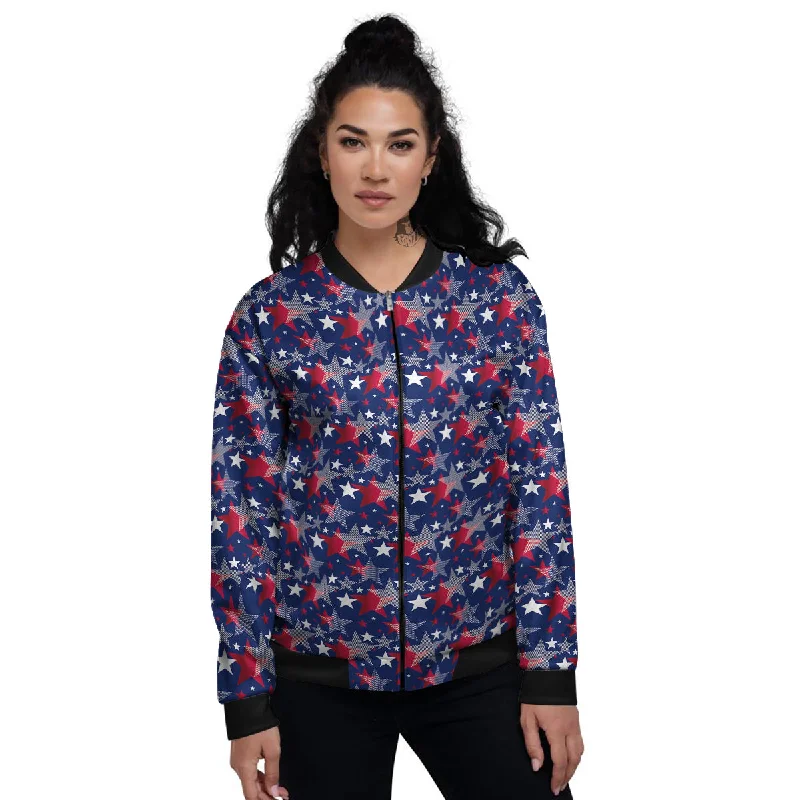 American Star 4th of July Print Pattern Women's Bomber Jacket