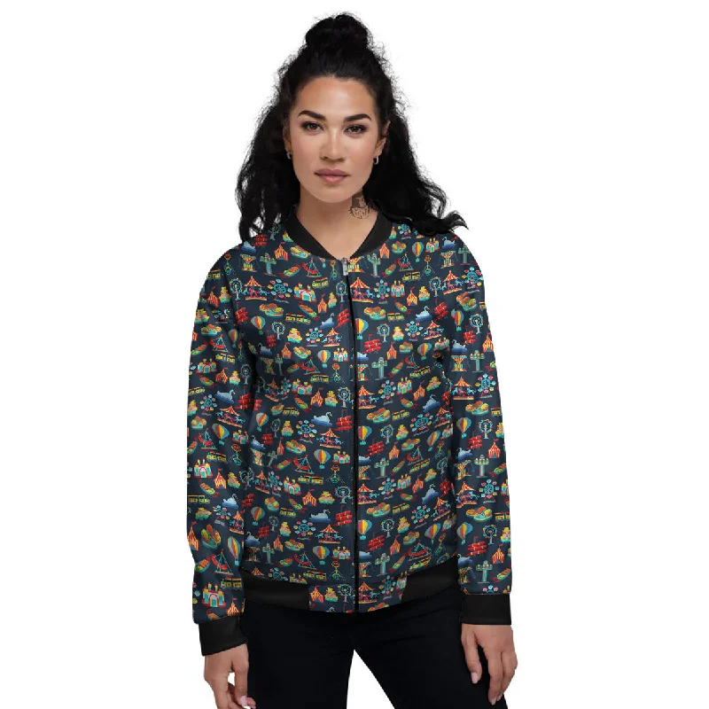 Amusement Park Colorful Print Pattern Women's Bomber Jacket