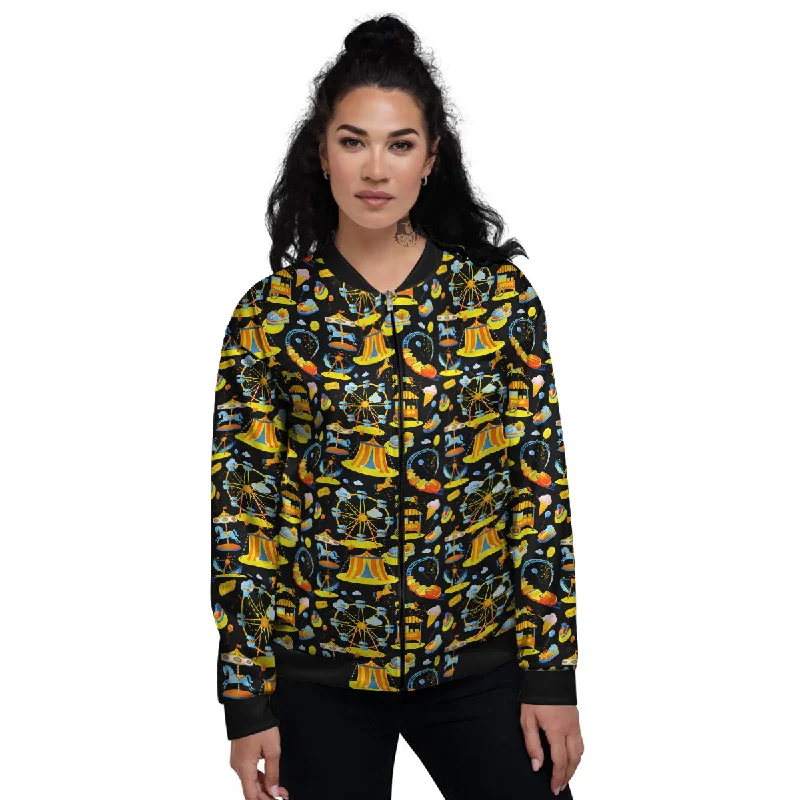 Amusement Park Entertainment Print Pattern Women's Bomber Jacket