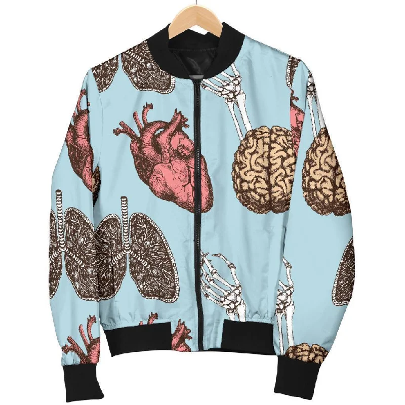 Anatomy Pattern Print Women Casual Bomber Jacket