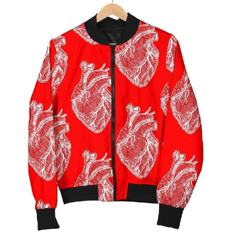 Anatomy Print Pattern Women Casual Bomber Jacket