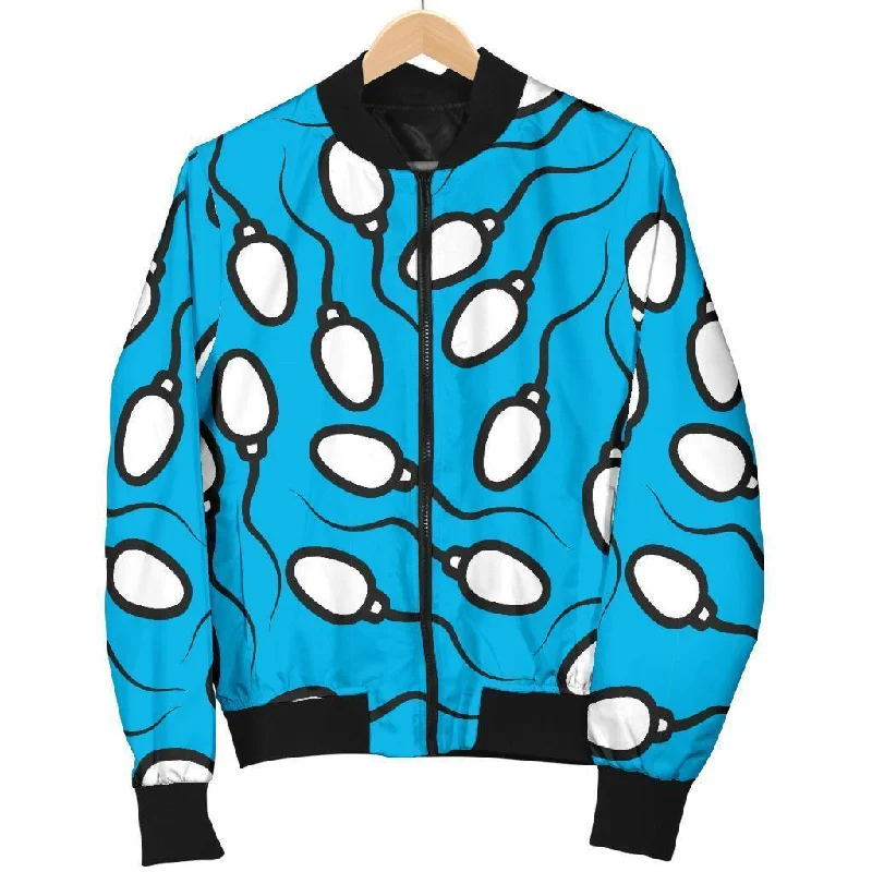 Anatomy Sperm Pattern Print Women Casual Bomber Jacket