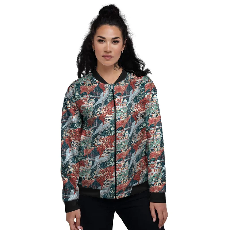 Anchor Abstract Nautical Print Pattern Women's Bomber Jacket