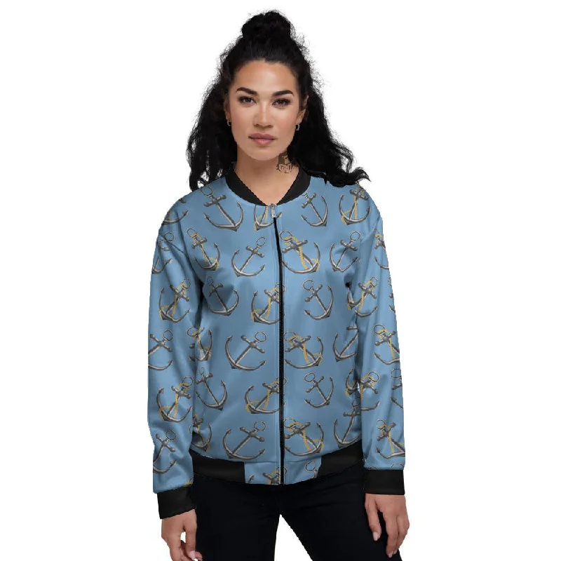 Anchor Nautical Print Pattern Women's Bomber Jacket