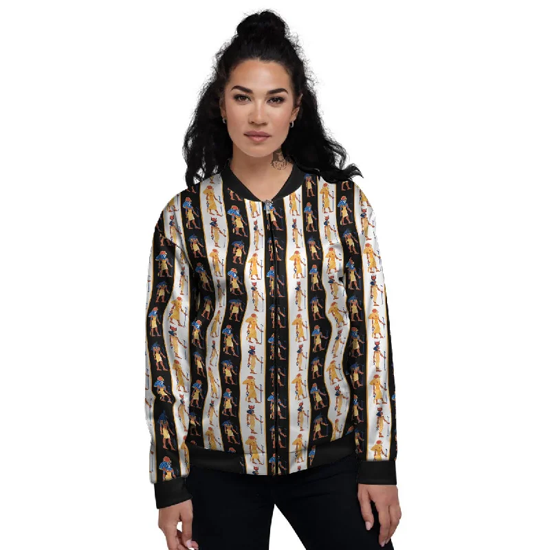 Ancient Egypt Stripe Print Pattern Women's Bomber Jacket