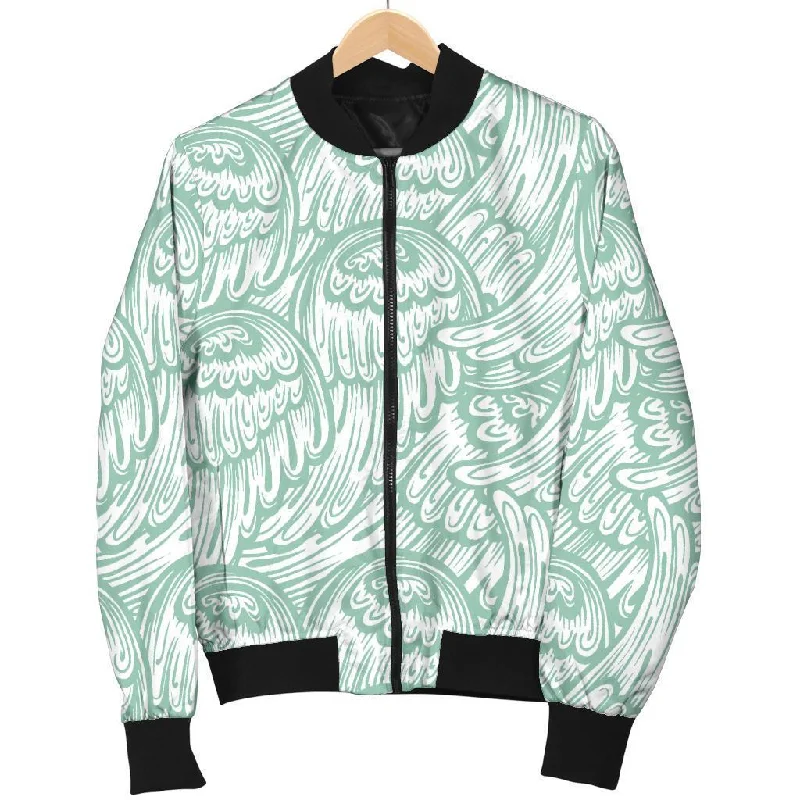 Angel Wing Pattern Print Women Casual Bomber Jacket