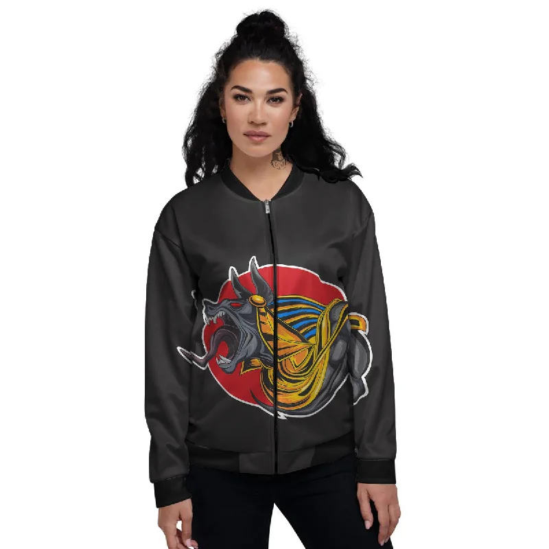 Angry Anubis Print Women's Bomber Jacket