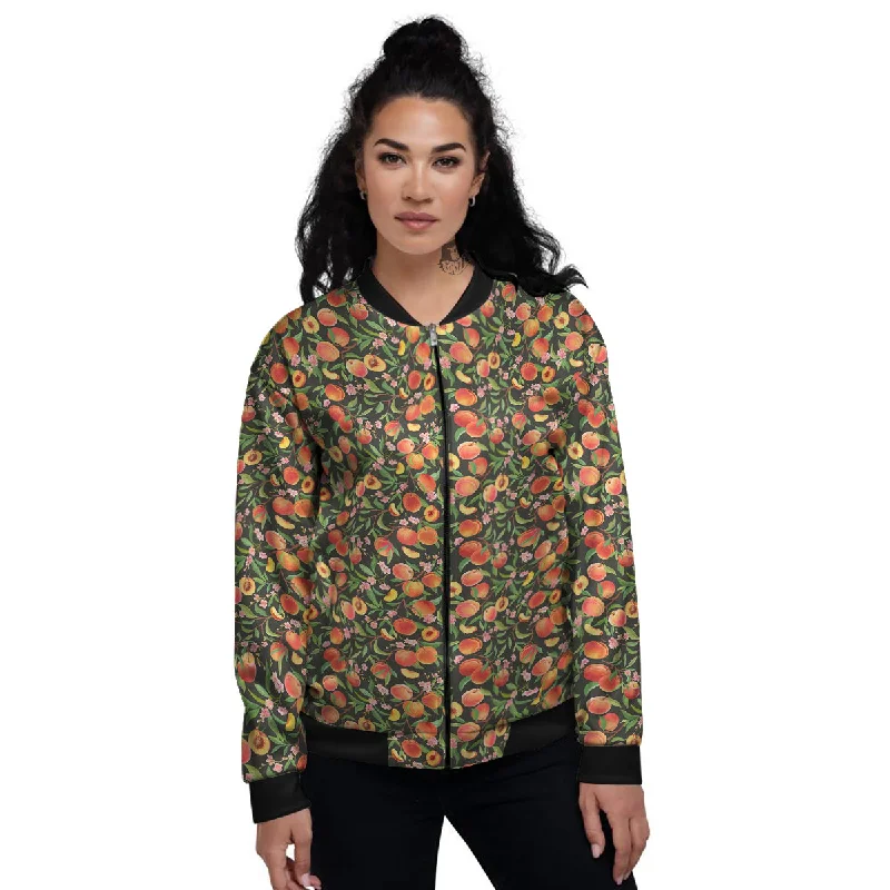 Apricot Print Pattern Women's Bomber Jacket