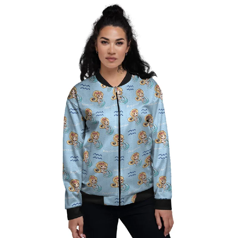 Aquarius Cute Cartoon Print Pattern Women's Bomber Jacket