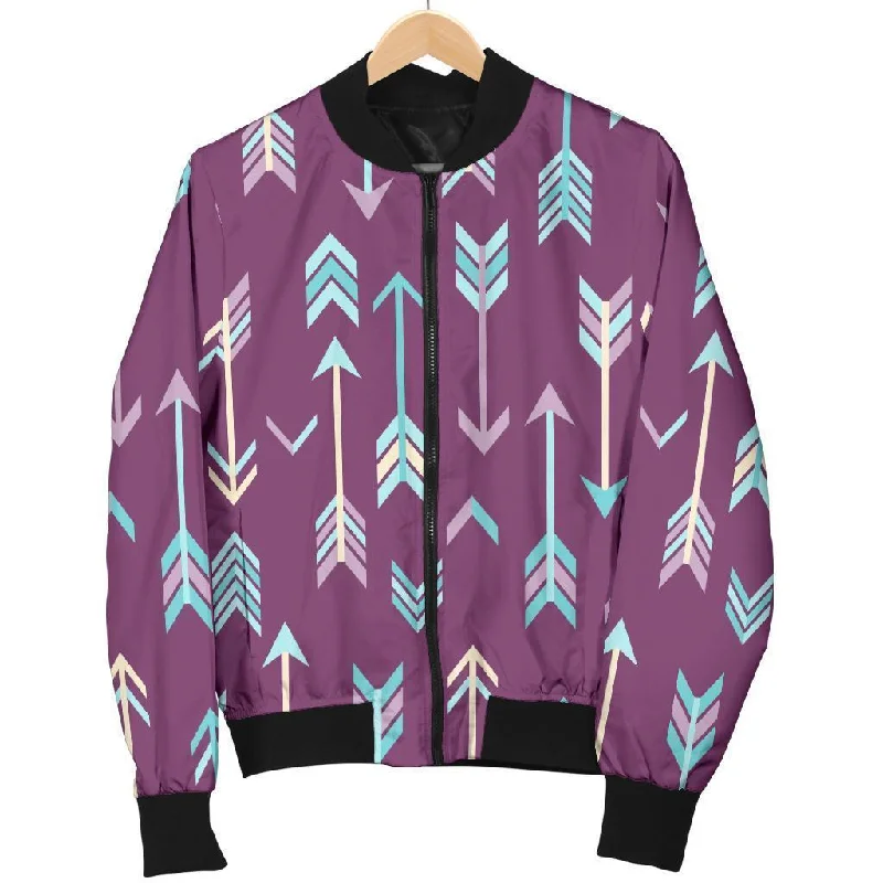 Archery Print Pattern Women Casual Bomber Jacket