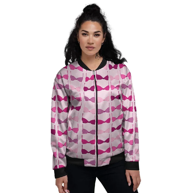 Breast Cancer Pink Bra Print Pattern Women's Bomber Jacket