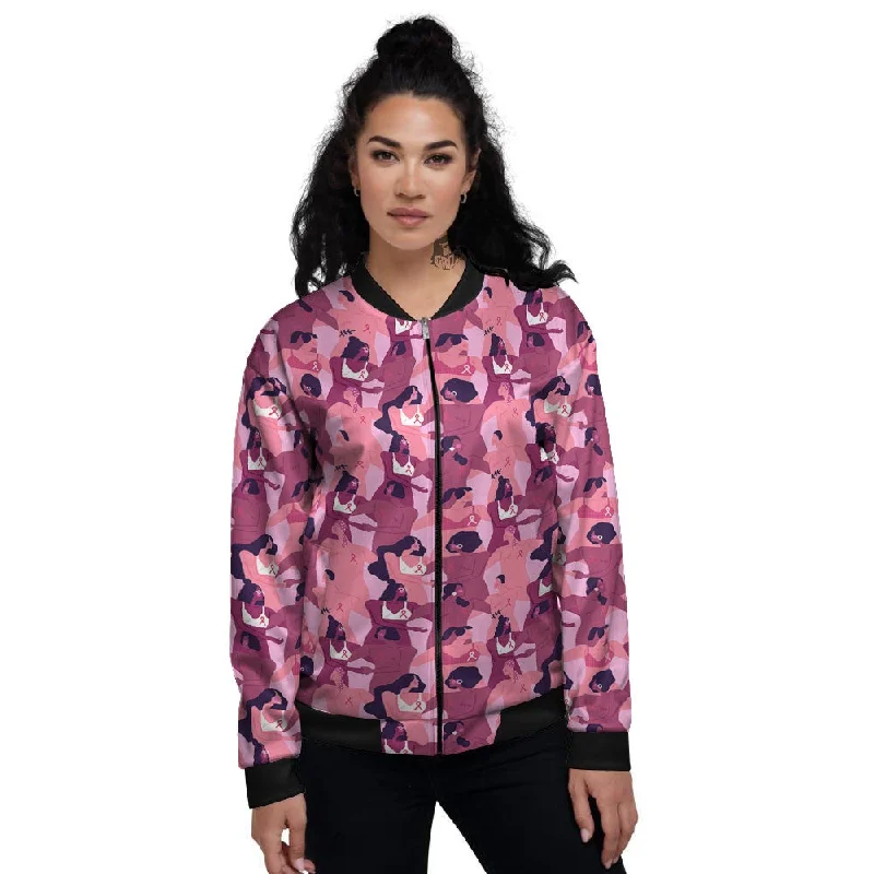 Breast Cancer Pink Print Pattern Women's Bomber Jacket