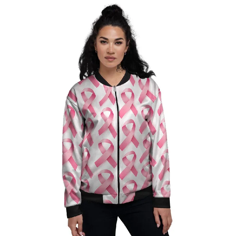 Breast Cancer Pink Ribbon Print Pattern Women's Bomber Jacket