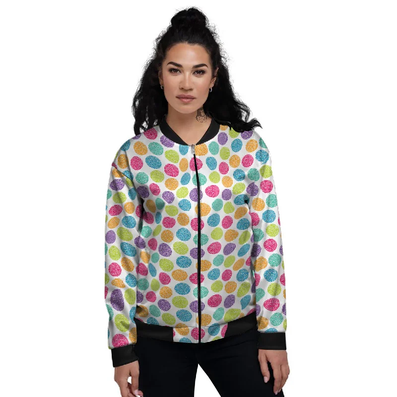 Bright Polka Dot Colorful Print Pattern Women's Bomber Jacket