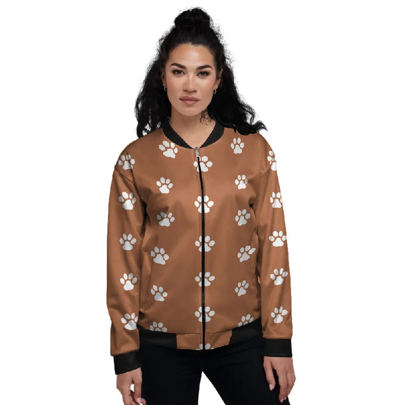 Bronze Paw Print Women's Bomber Jacket