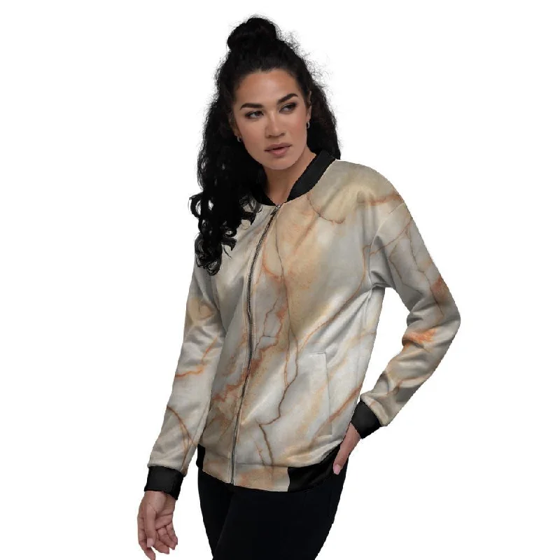 Brown Marble Women's Bomber Jacket