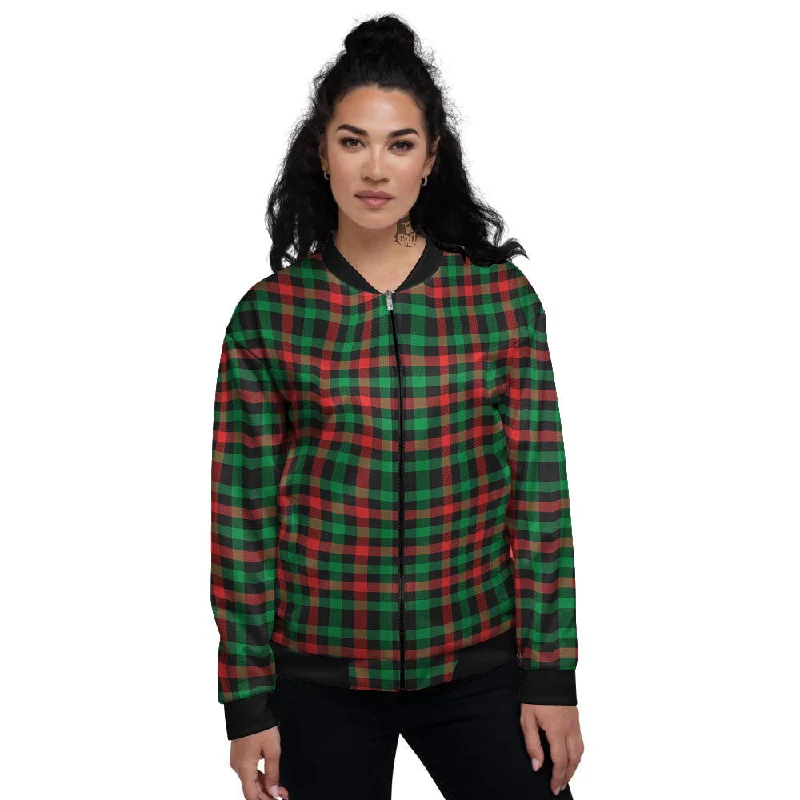 Buffalo Plaid Green Red And Black Print Women's Bomber Jacket