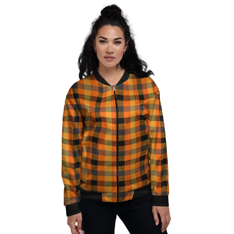 Buffalo Plaid Halloween Print Women's Bomber Jacket