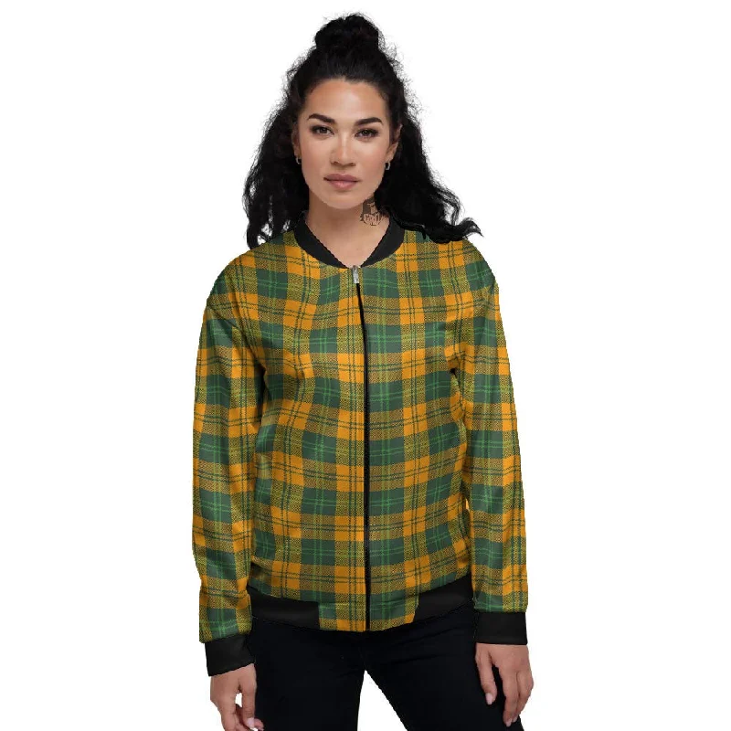 Buffalo Plaid Saint Patrick's Day Print Pattern Women's Bomber Jacket