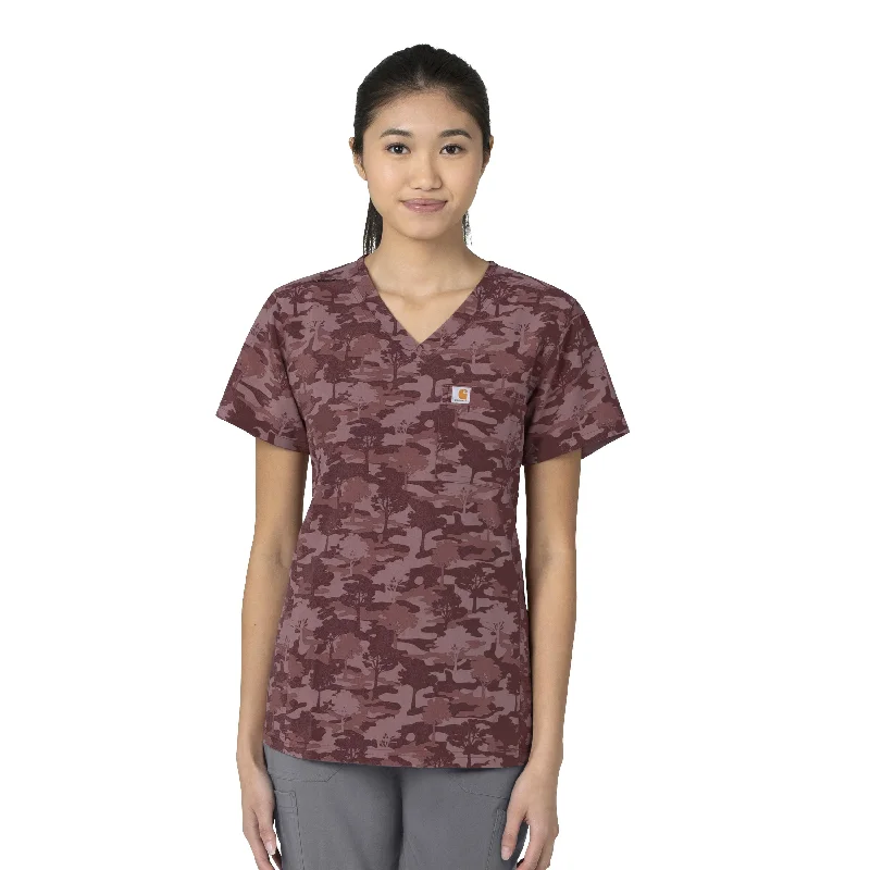 Carhartt Women's Print Tuck-In Scrub Top - Topiary Camo