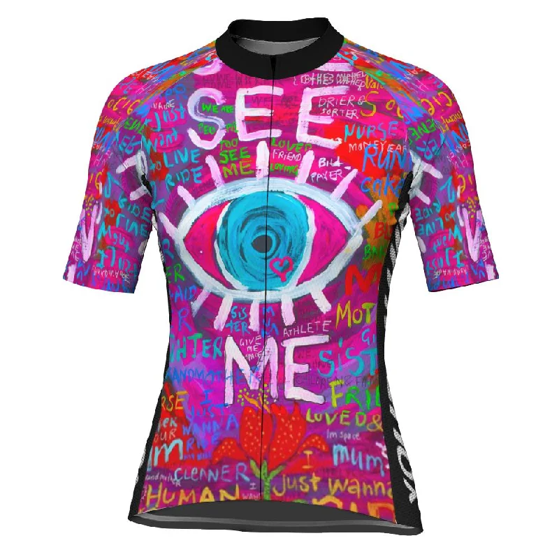 Customized Colorful  Short Sleeve Cycling Jersey For Women