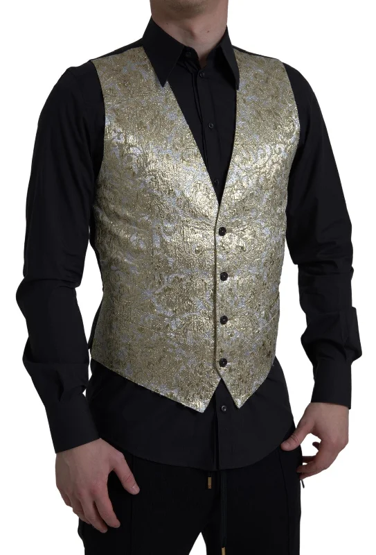 Elegant Gold Silk Formal Vest