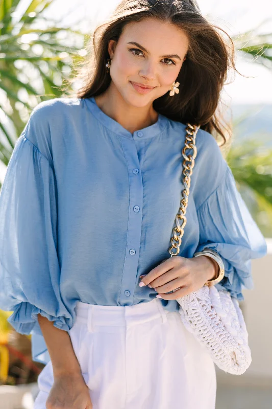 Fate: Far From Over Light Blue Puff Sleeve Blouse