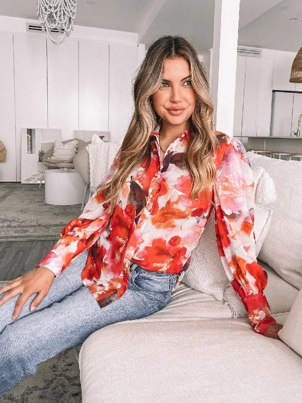 Fleet Blouse - Crimson Floral