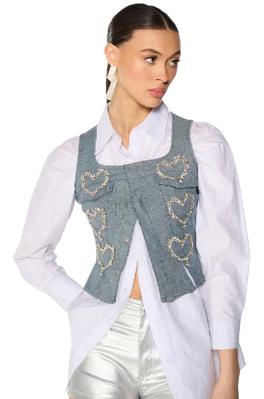 HEART ON DENIM VEST