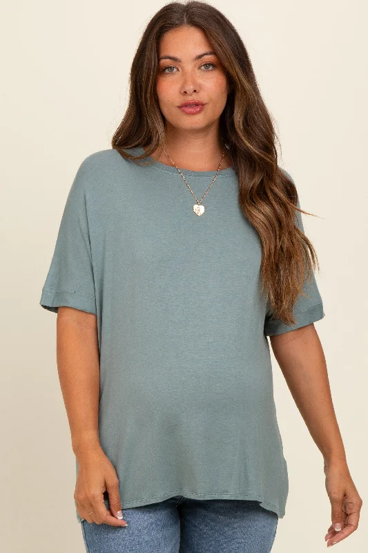 Light Olive Relaxed Fit Maternity T-Shirt