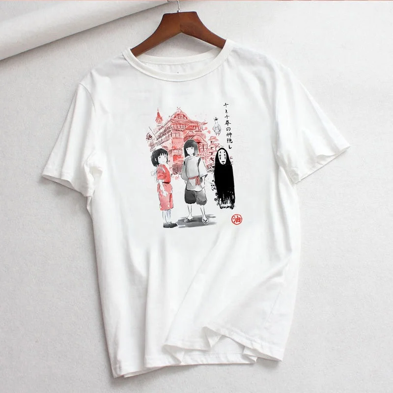 Luslos A Voyage of Chihiro Women T Shirt Short Sleeve White Tshirt Female T-shirt Harajuku Streetwear T-shirts camisetas mujer