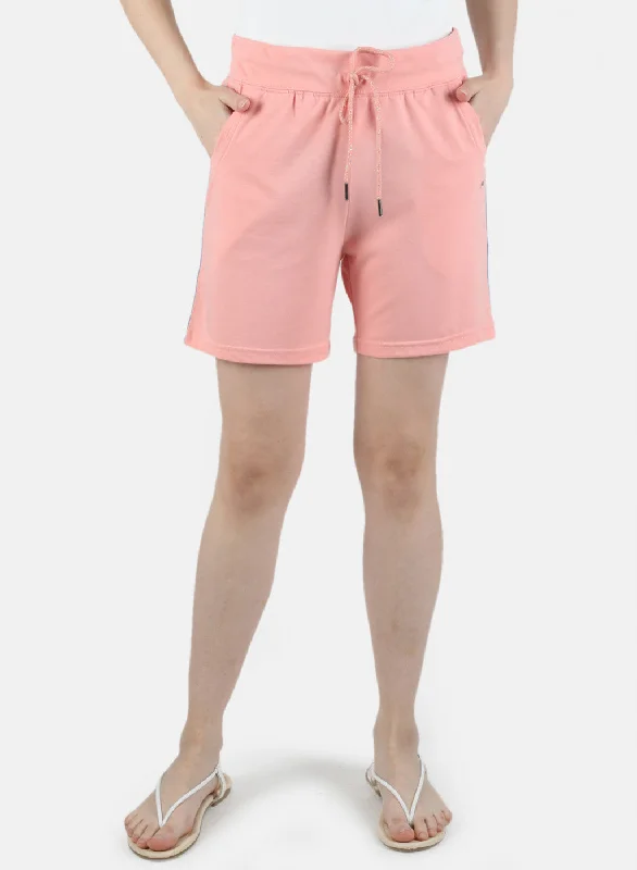 Women Peach Plain Short