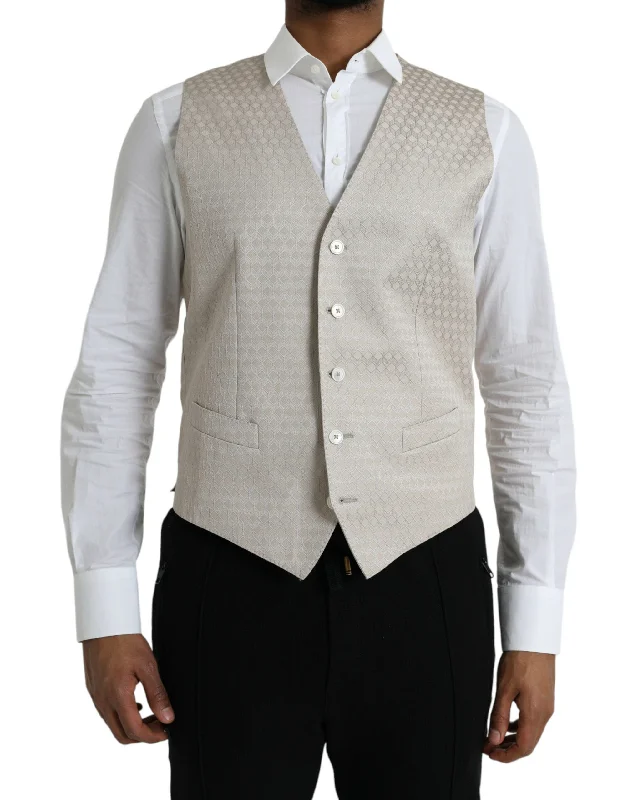 Off White Cotton Waistcoat Dress Formal Vest