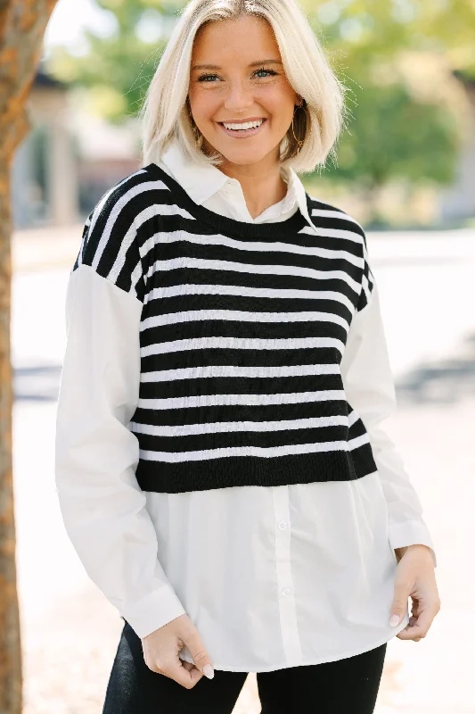 Precise Perfection Black Striped Sweater